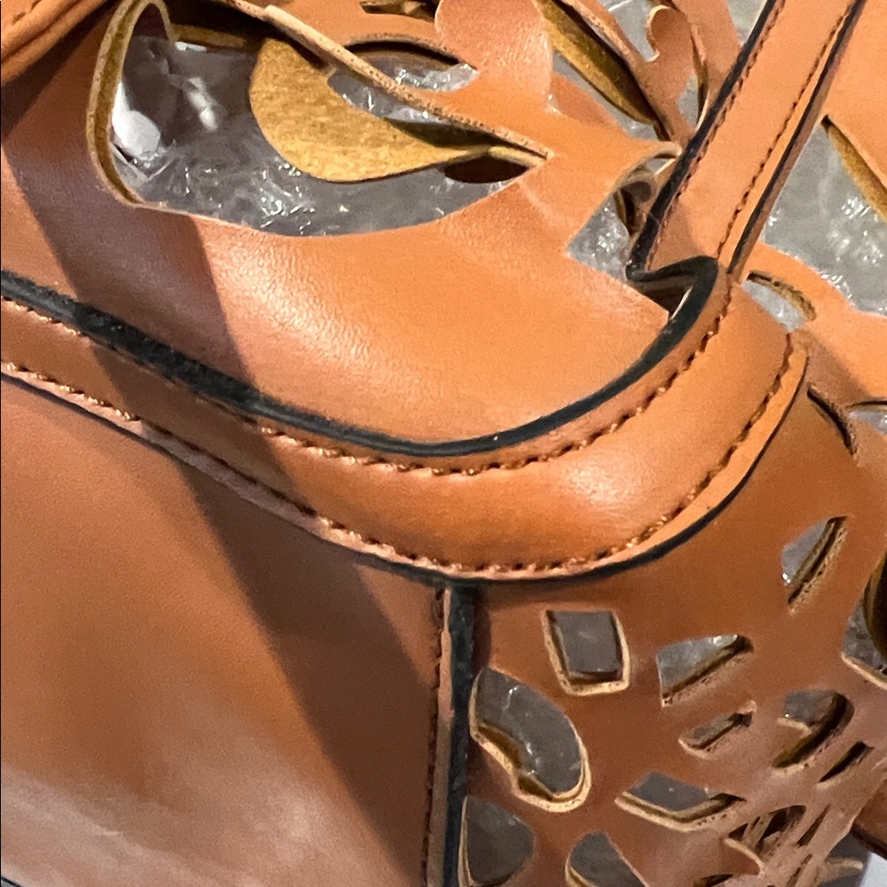 Brown Laser Cut Cutout Handbag Crossbody - Picture 7 of 11